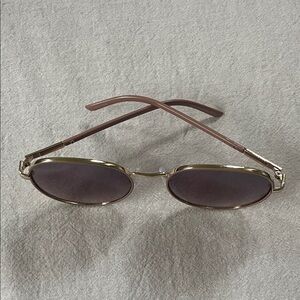 Gold and Brown Oval Sunglasses